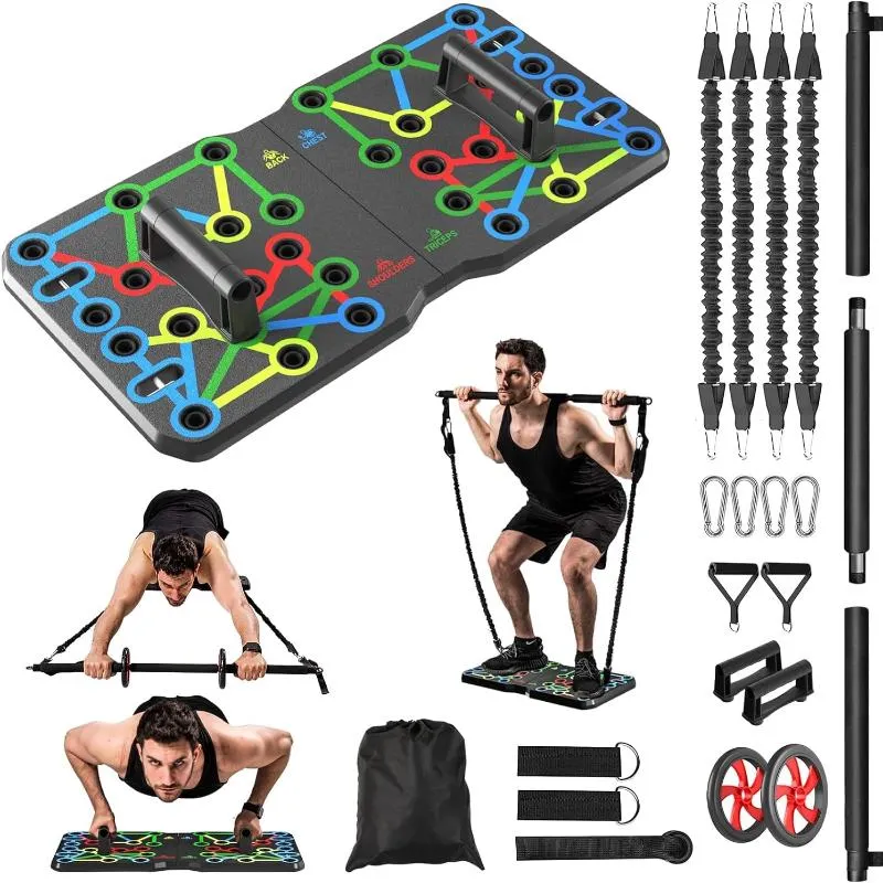 Rynx | 10-in-1 Portable Push Up Board with Foldable Push Up Bars for Strength Training