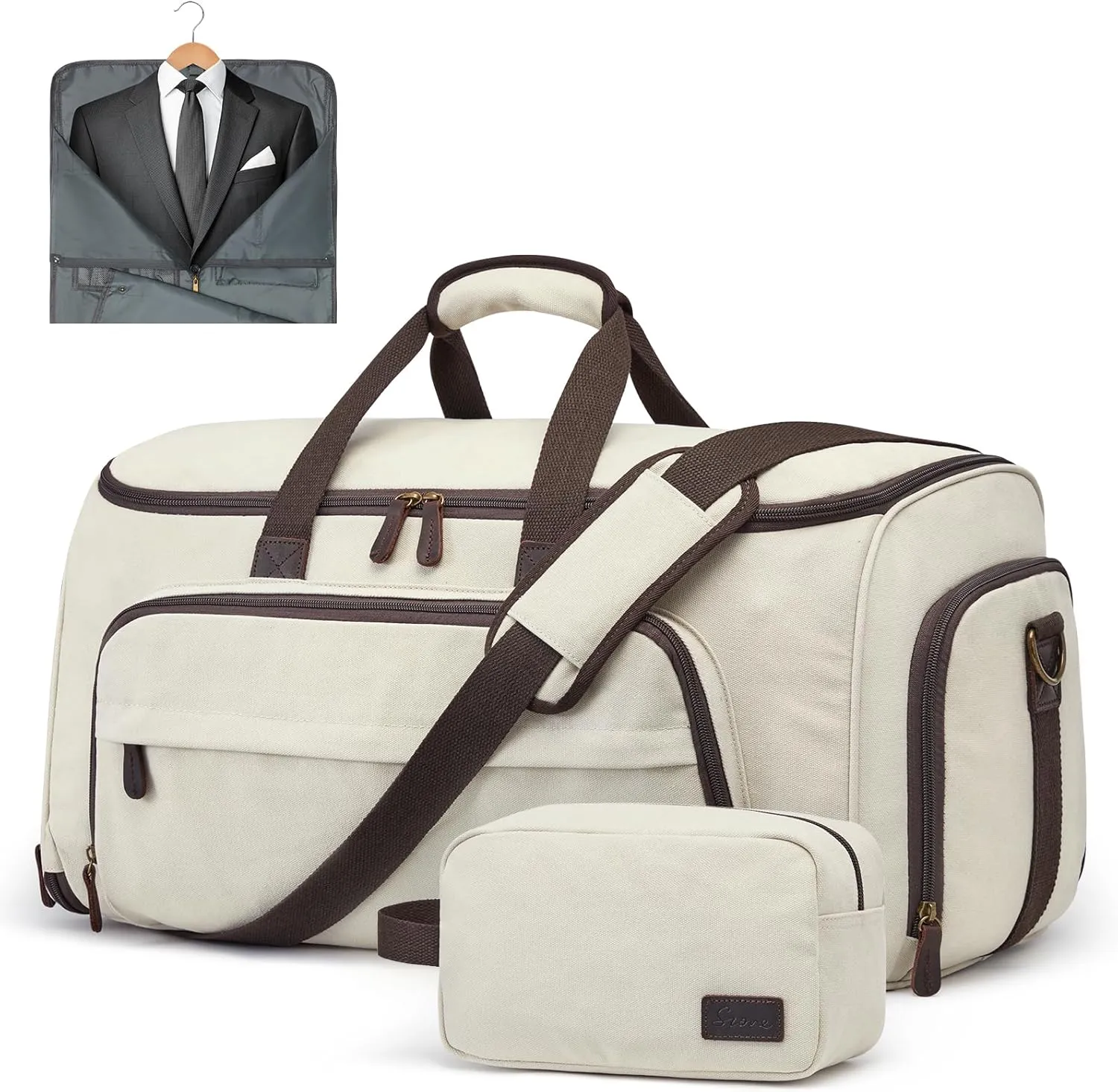 S-ZONE Carry On Garment Bag for Travel Convertible Garment Duffle Suit Bags for Men Women 2 in 1 Hanging Suitcase Business 50L
