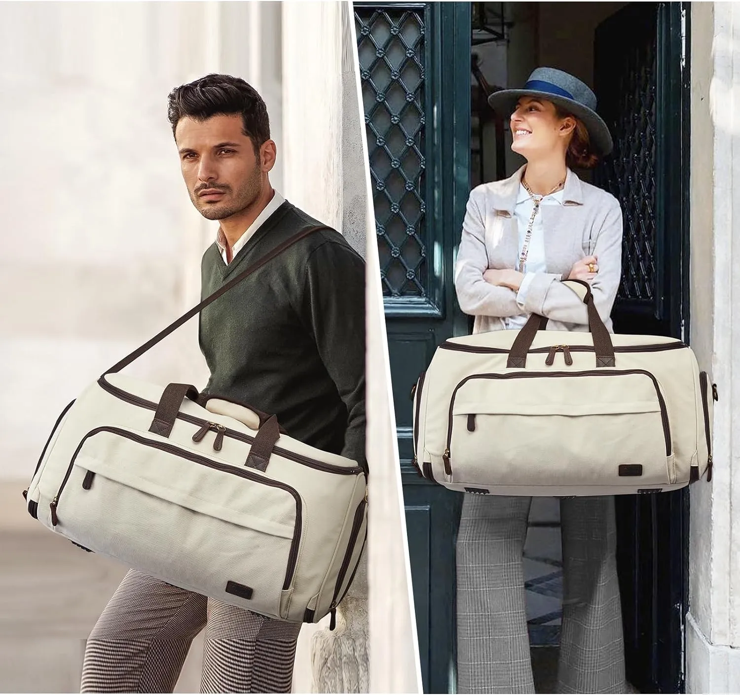 S-ZONE Carry On Garment Bag for Travel Convertible Garment Duffle Suit Bags for Men Women 2 in 1 Hanging Suitcase Business 50L