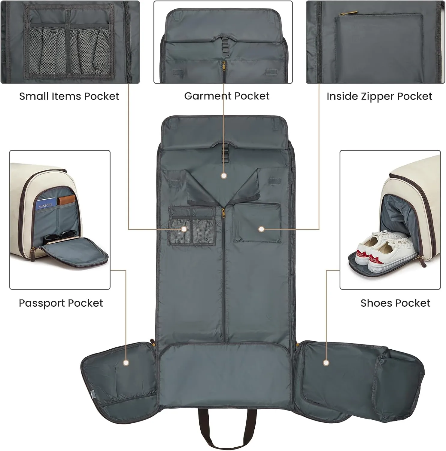 S-ZONE Carry On Garment Bag for Travel Convertible Garment Duffle Suit Bags for Men Women 2 in 1 Hanging Suitcase Business 50L