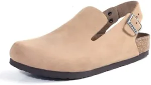 SANIOOOI Women Arch Support Clog Slippers,Soft Footbed Vintage Slingback Buckle Mules Thick Sole Closed Toe Sandals
