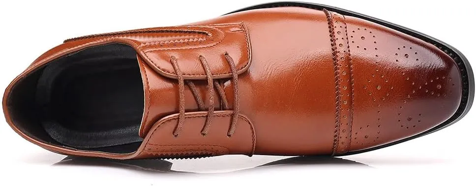 Santimon Men's Oxford Shoes Semi-Brogue Formal Leather Wingtip Dress Derby for Men