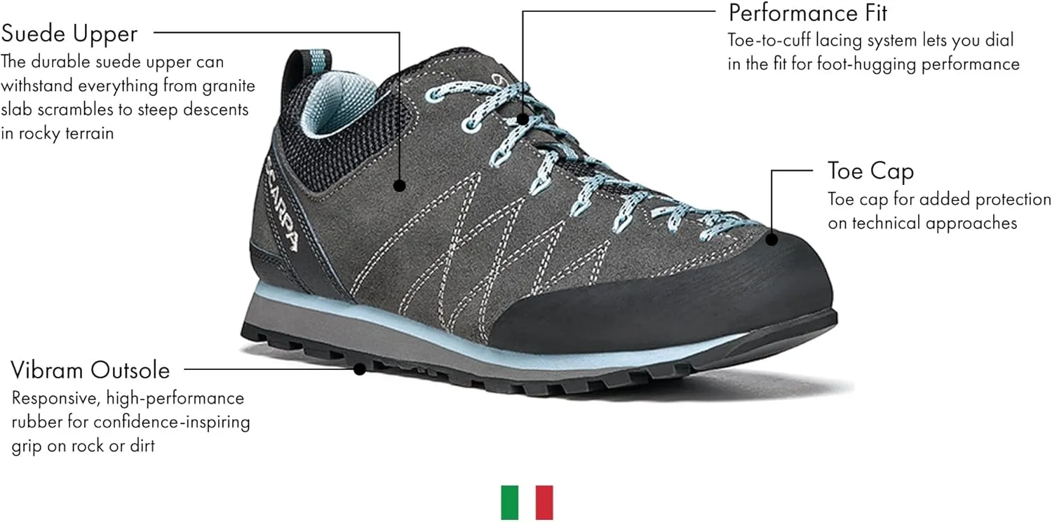 SCARPA Women's Crux Lightweight Suede Leather Approach Shoes for Hiking & Walking