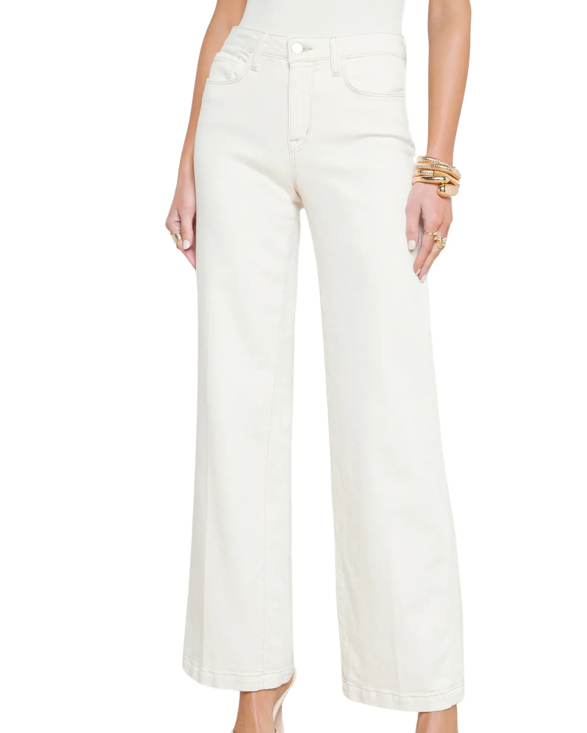 Scottie High Rise Wide Leg Denim (Macadamia)