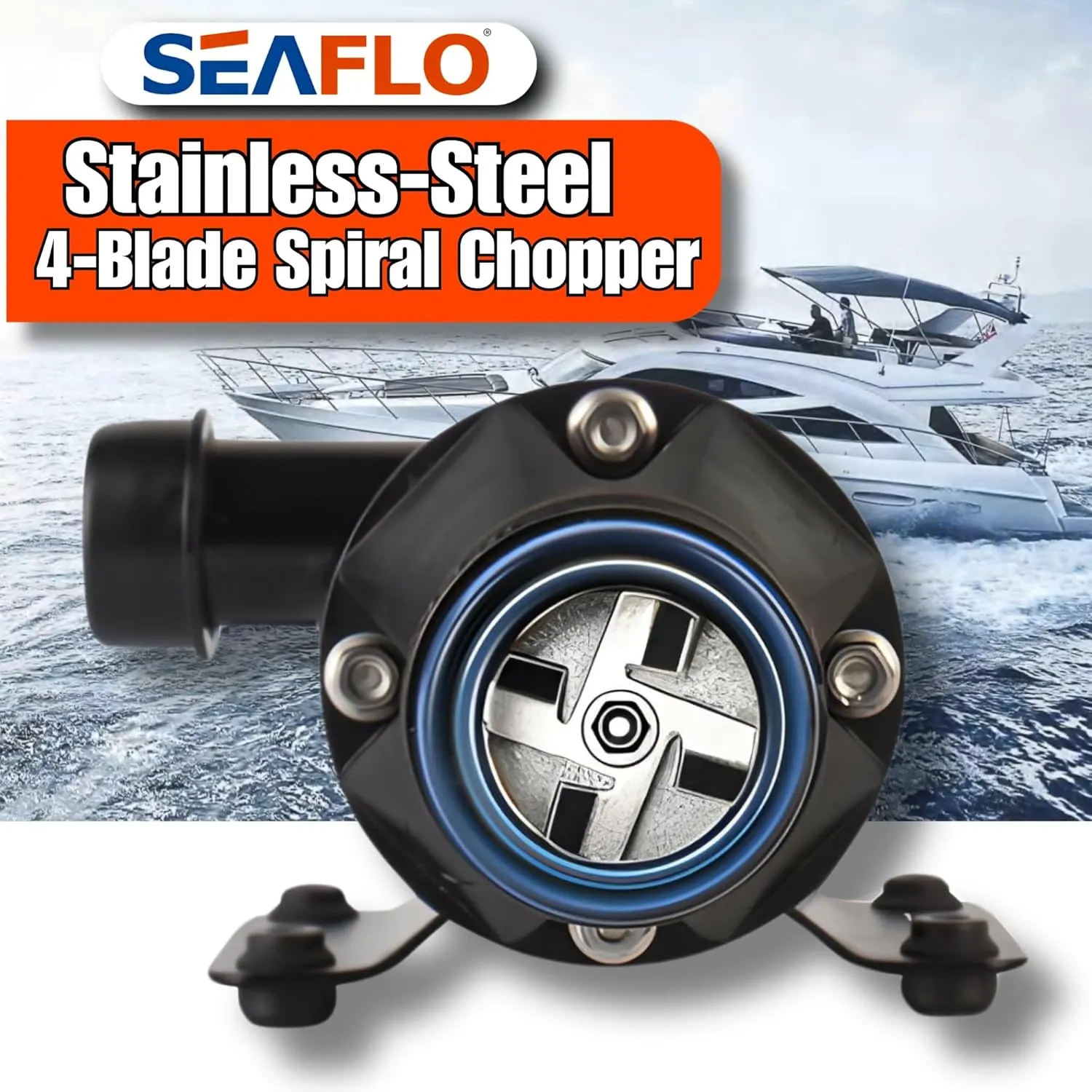 SEAFLO 01 Series Macerator Pump - 12V, 12 GPM (45 LPM) Open Flow, Self-Priming, Anti-Clog, Run-Dry, Heavy-Duty for RV, Boats, Yachts, Camper, & Marine – CE & Rohs Certified - 4-Year Warranty