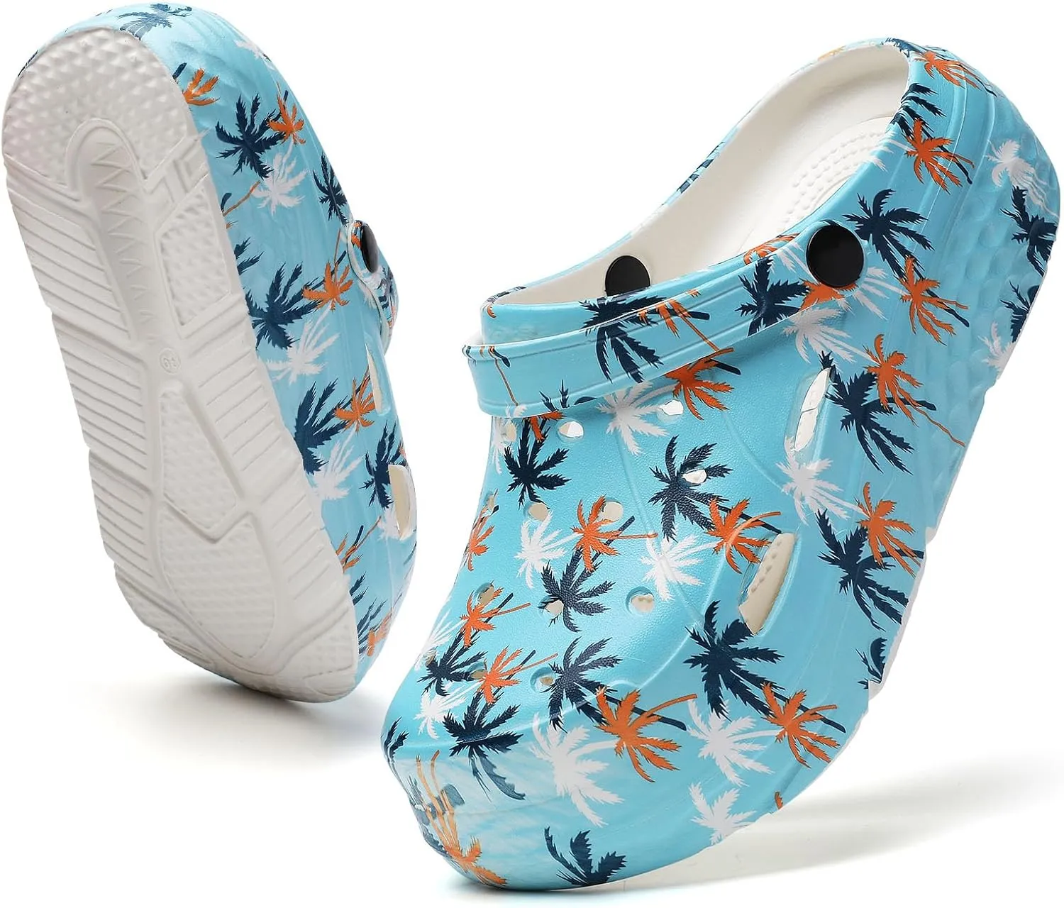SECHRITE Womens Platform Graphic Clogs Garden Shoes Slip On Sandals Water Beach Outdoor Slippers Shoes with Removable Insole