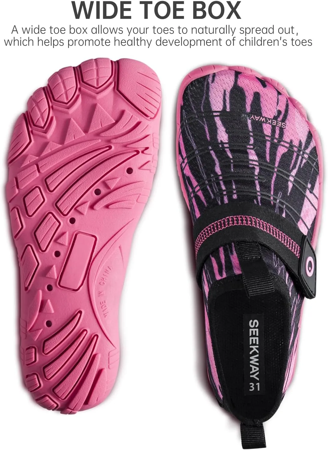 SEEKWAY Barefoot Water Shoes for Kids - Wide Toe Box and Quick-Dry Sand Shoes Toddler for Hiking Swim Beach Pool Kayak Sport Accessories, Camping Essentials Must-Haves for Boys Girls Sizes