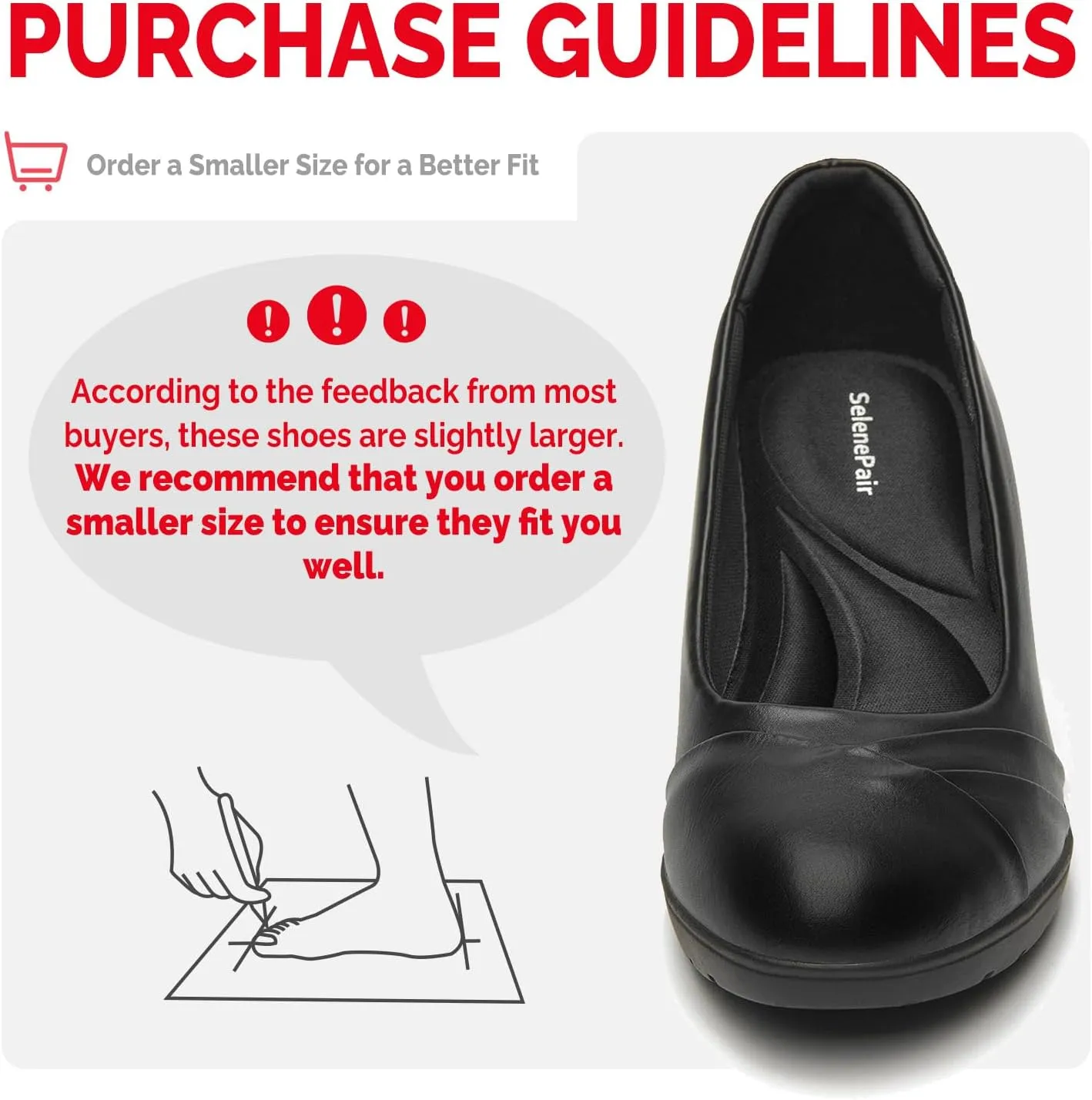 SelenePair Women's Chunky Low Block Heels Work Pumps Ladies Closed Round Toe Slip On Dress Wedding Shoe