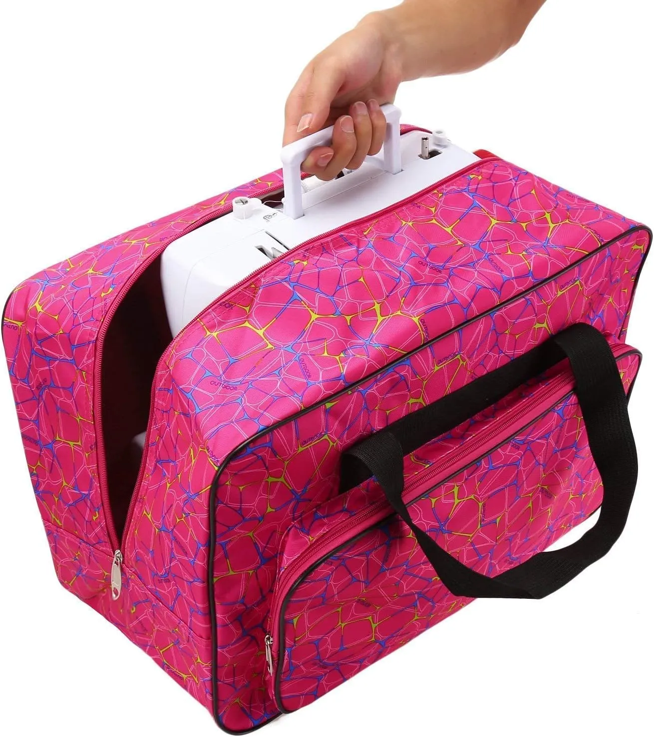 Sewing Machine Carrying Case Tote Bag, Nylon Carry Bag, Padded Storage Cover Carrying Case with Pockets and Handles, Suitable for Most Standard Singer, Brother, Janome