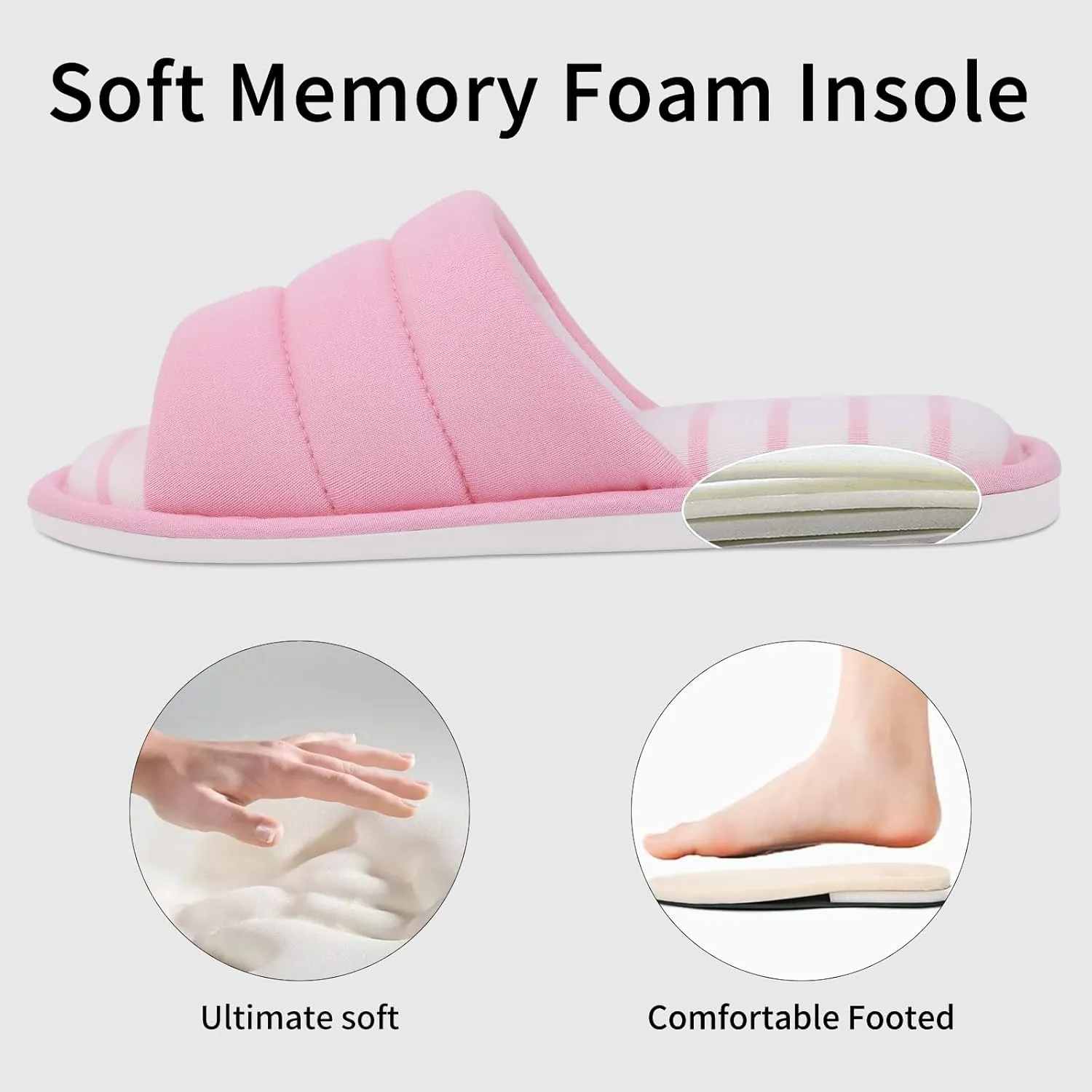 shevalues Open Toe House Slippers for Women Men Soft Cotton Indoor Shoes Memory Foam Slip On bedroom Slippers