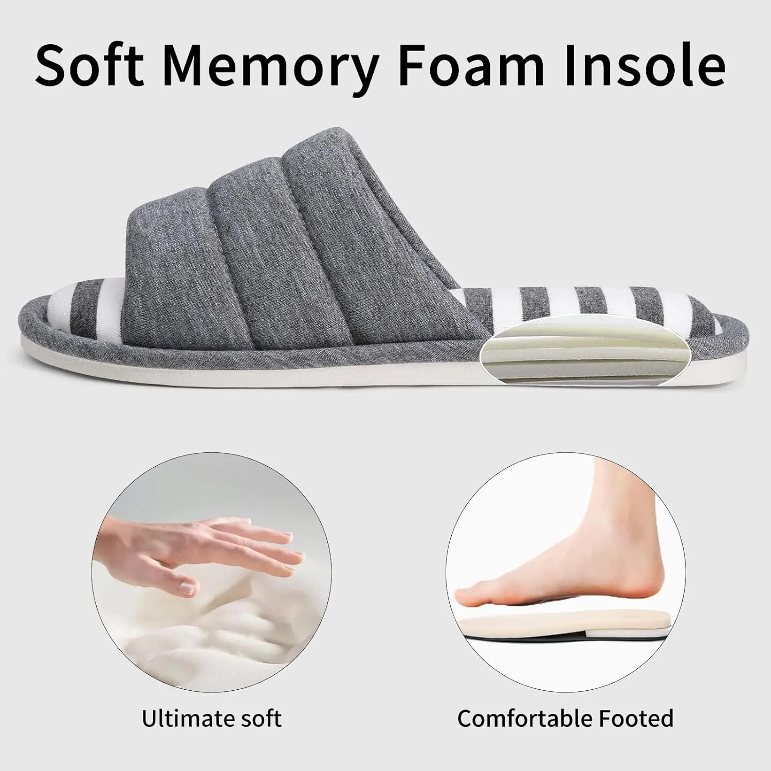 shevalues Open Toe House Slippers for Women Men Soft Cotton Indoor Shoes Memory Foam Slip On bedroom Slippers