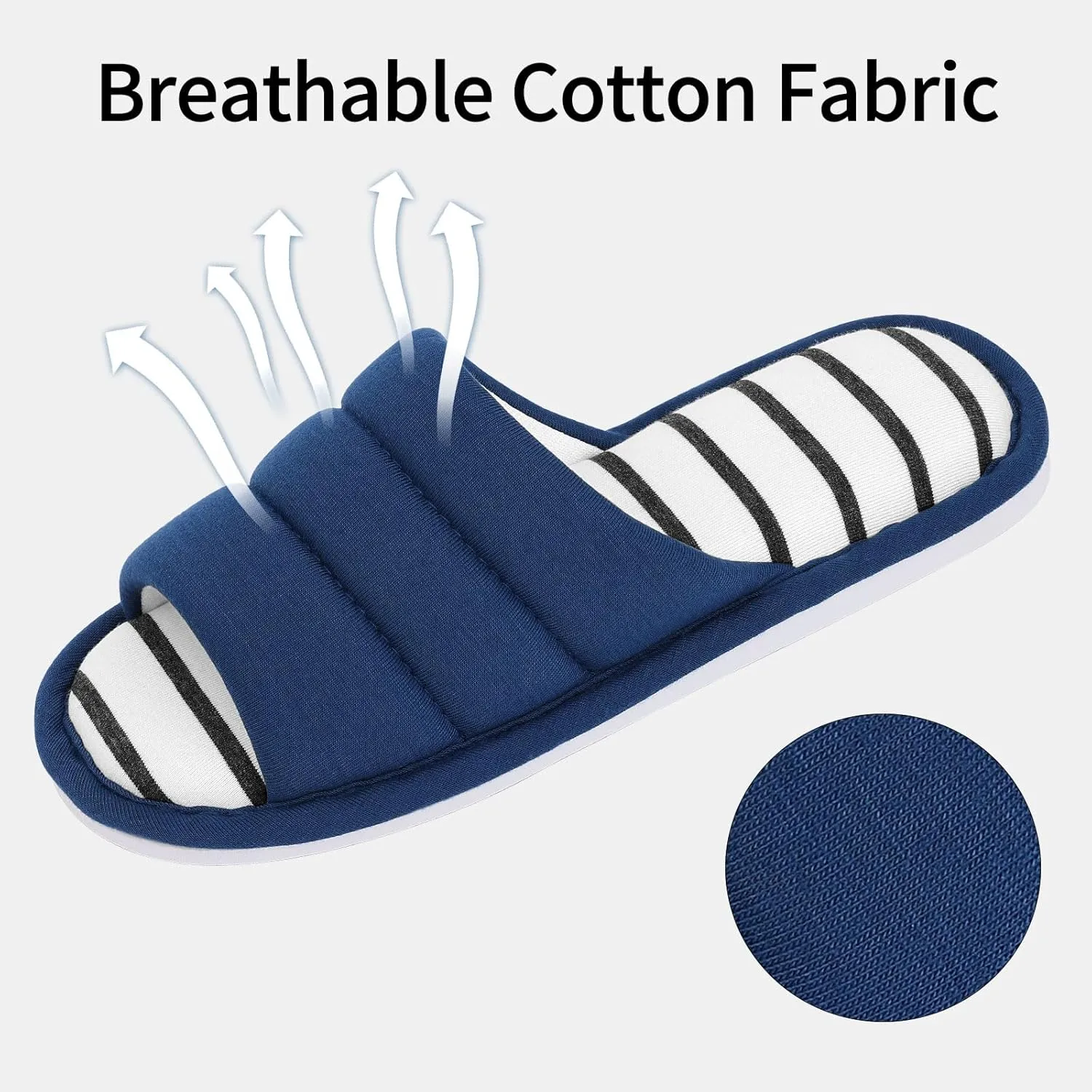 shevalues Open Toe House Slippers for Women Men Soft Cotton Indoor Shoes Memory Foam Slip On bedroom Slippers