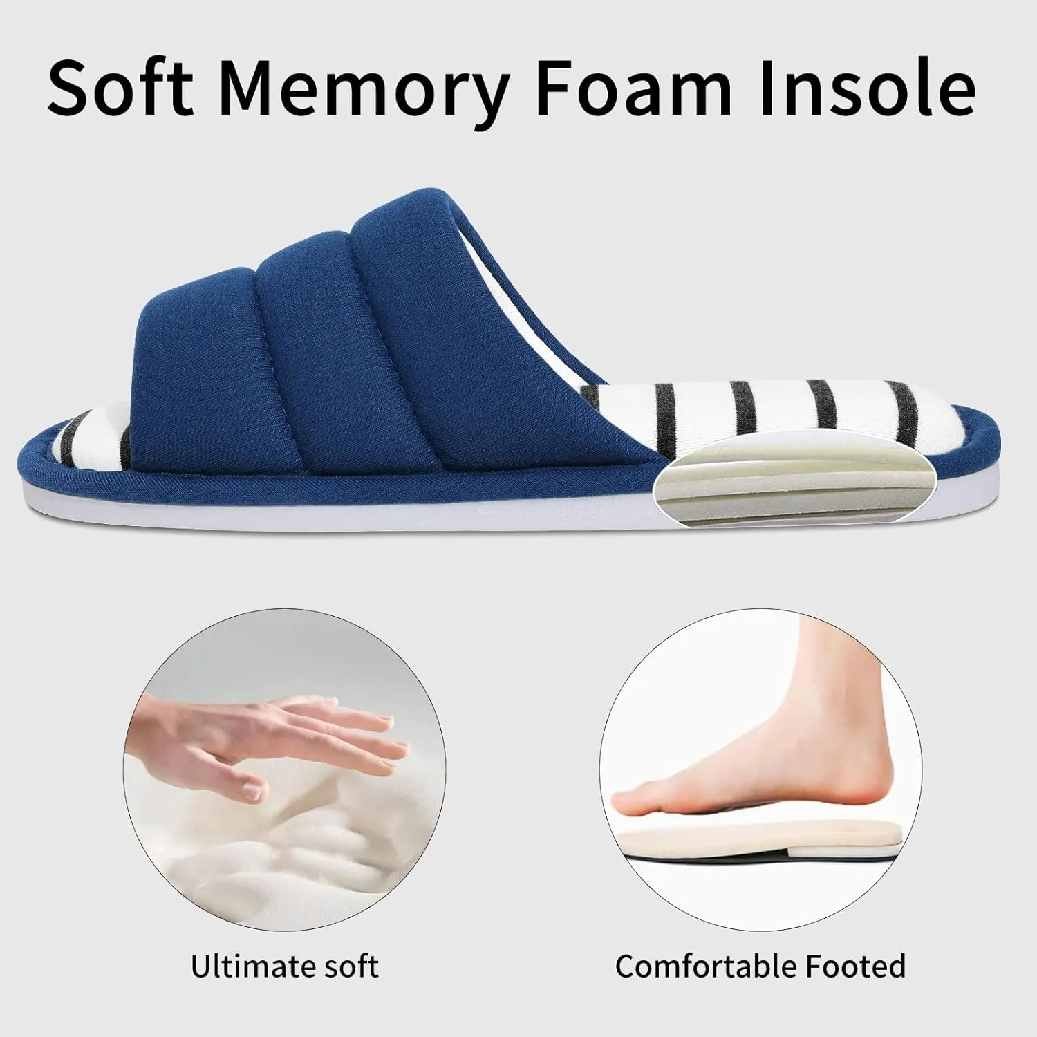 shevalues Open Toe House Slippers for Women Men Soft Cotton Indoor Shoes Memory Foam Slip On bedroom Slippers
