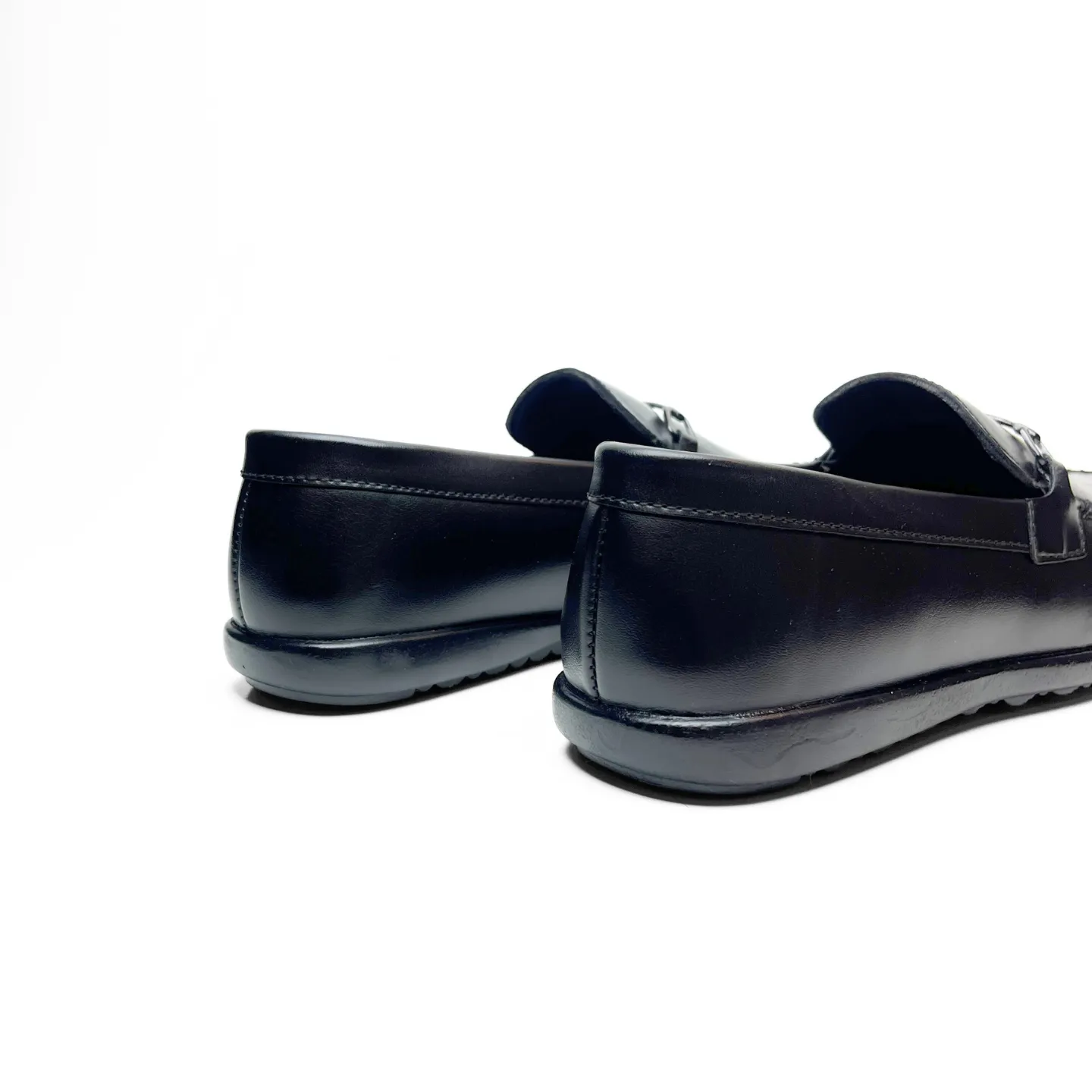 Shiny Buckle Loafers in Black