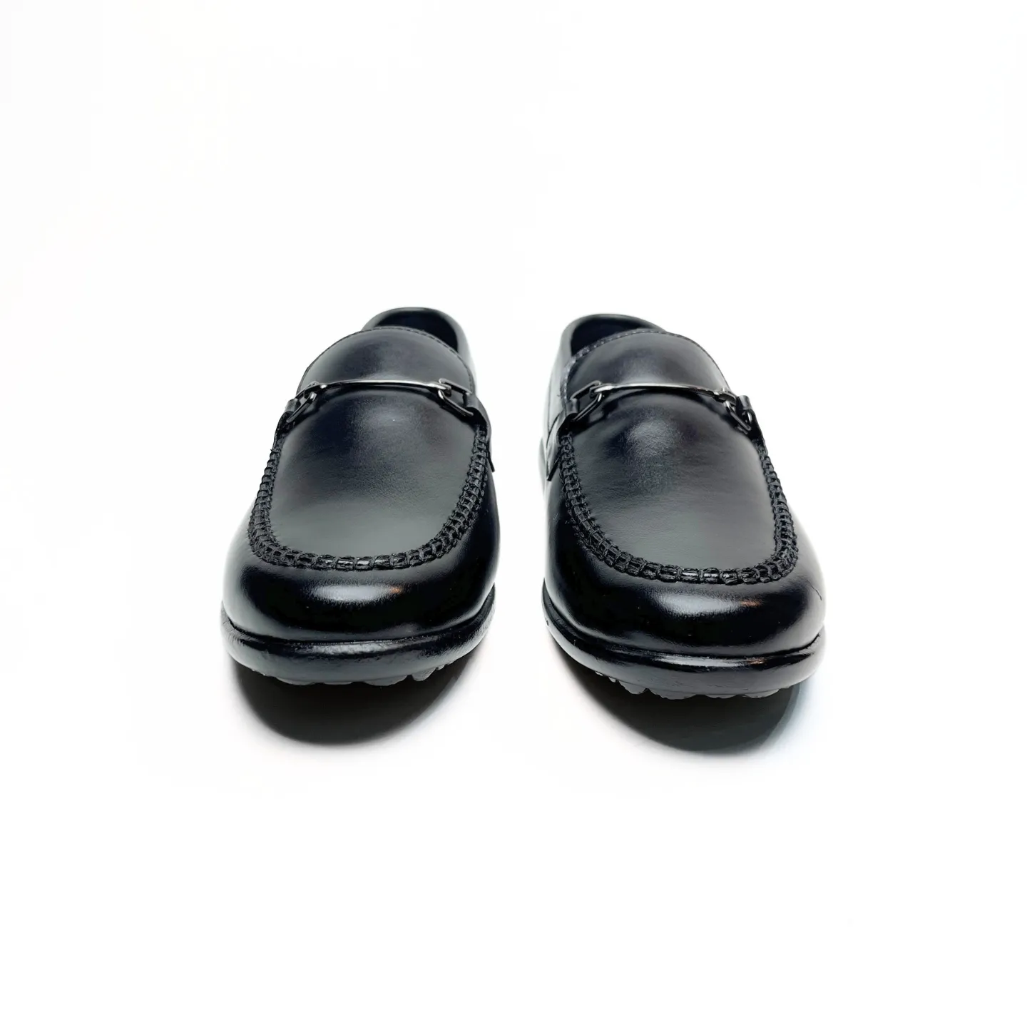 Shiny Buckle Loafers in Black