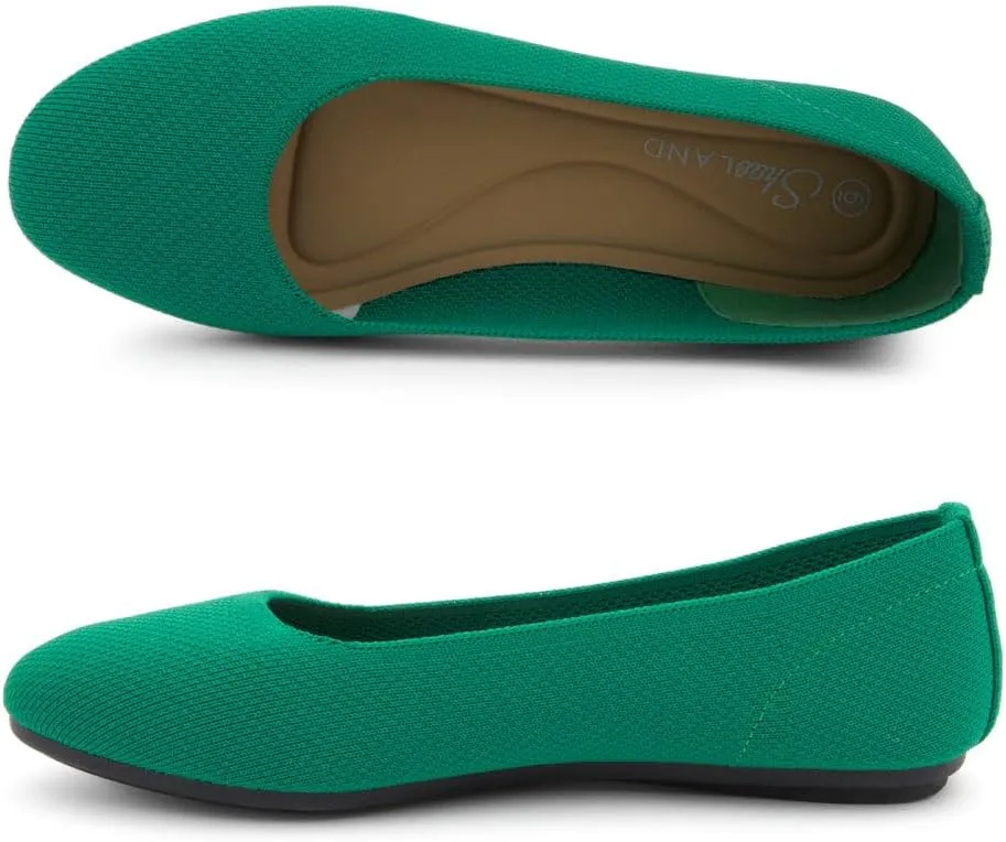 Shoe Land SL-Memory Women’s Flats – Round Toe Dressy Ballet Flats, Foldable Slip-On Knit Flat Shoes with Memory Foam, Comfortable for Daily Wear, Work, Office, and Party
