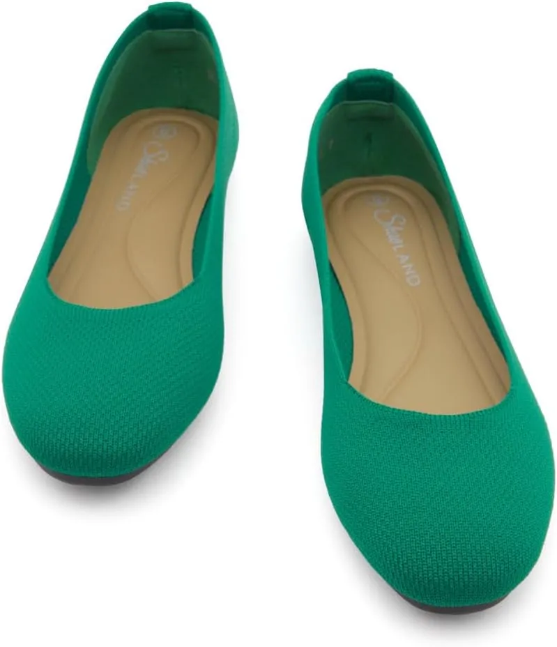 Shoe Land SL-Memory Women’s Flats – Round Toe Dressy Ballet Flats, Foldable Slip-On Knit Flat Shoes with Memory Foam, Comfortable for Daily Wear, Work, Office, and Party