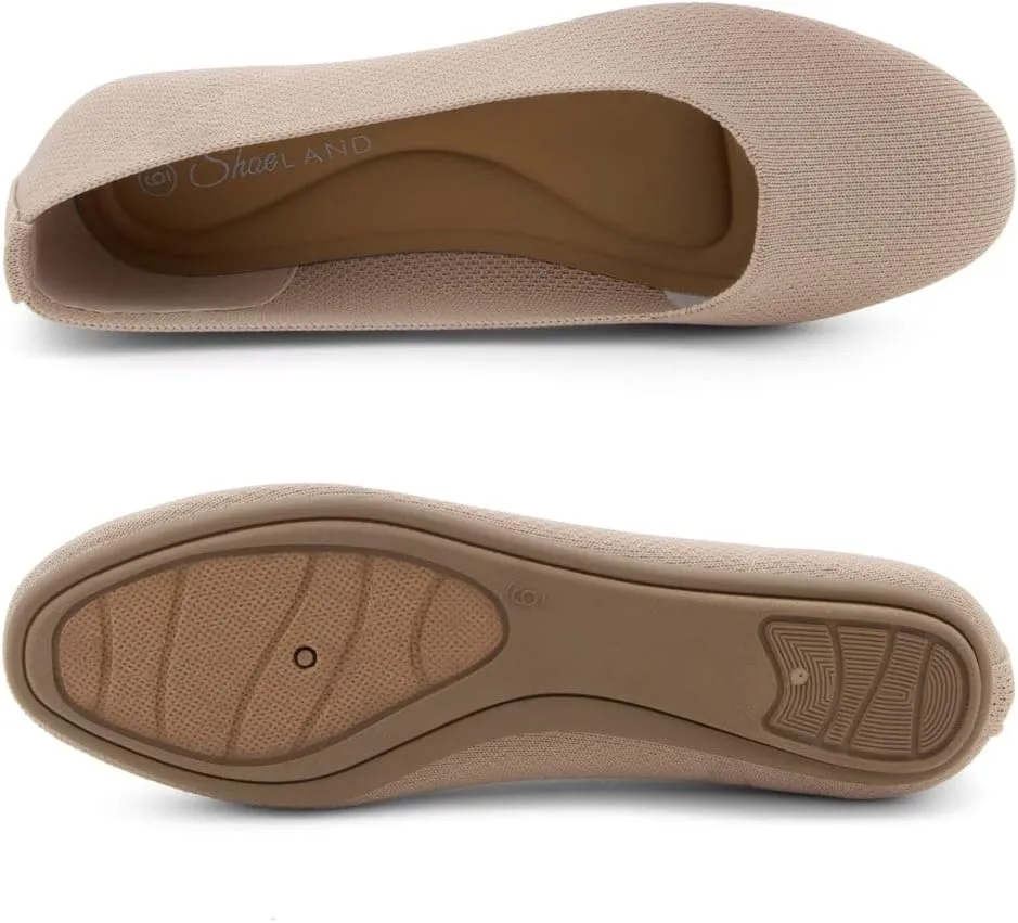 Shoe Land SL-Memory Women’s Flats – Round Toe Dressy Ballet Flats, Foldable Slip-On Knit Flat Shoes with Memory Foam, Comfortable for Daily Wear, Work, Office, and Party