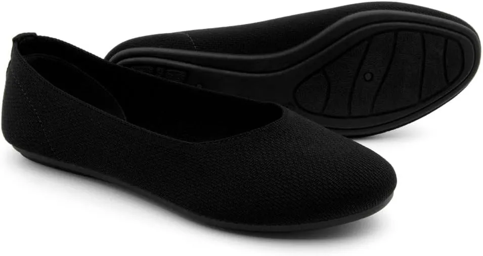 Shoe Land SL-Memory Women’s Flats – Round Toe Dressy Ballet Flats, Foldable Slip-On Knit Flat Shoes with Memory Foam, Comfortable for Daily Wear, Work, Office, and Party