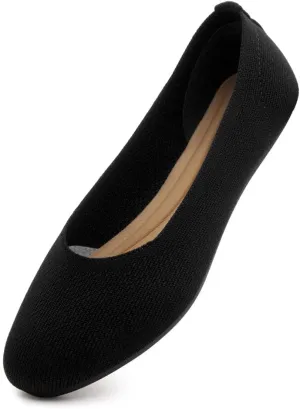 Shoe Land SL-Memory Women’s Flats – Round Toe Dressy Ballet Flats, Foldable Slip-On Knit Flat Shoes with Memory Foam, Comfortable for Daily Wear, Work, Office, and Party