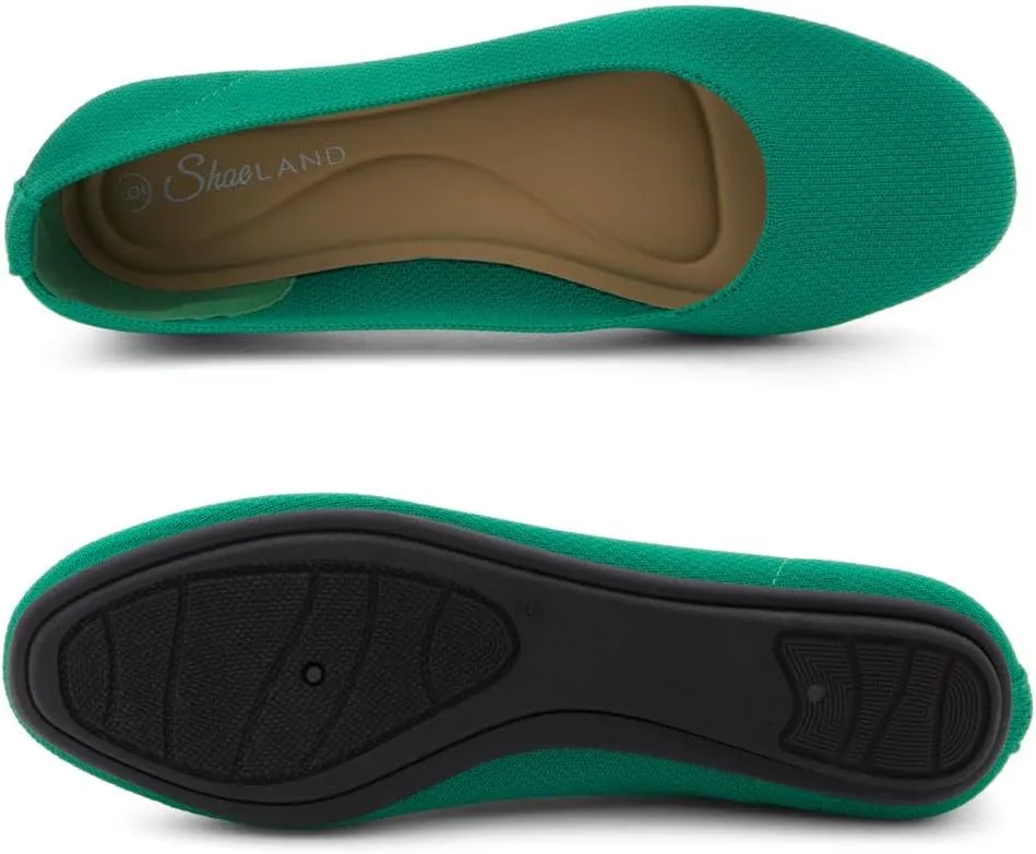 Shoe Land SL-Memory Women’s Flats – Round Toe Dressy Ballet Flats, Foldable Slip-On Knit Flat Shoes with Memory Foam, Comfortable for Daily Wear, Work, Office, and Party