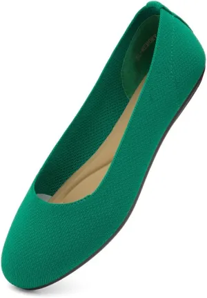 Shoe Land SL-Memory Women’s Flats – Round Toe Dressy Ballet Flats, Foldable Slip-On Knit Flat Shoes with Memory Foam, Comfortable for Daily Wear, Work, Office, and Party