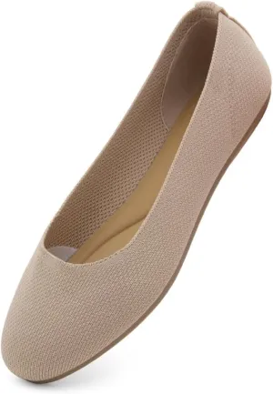 Shoe Land SL-Memory Women’s Flats – Round Toe Dressy Ballet Flats, Foldable Slip-On Knit Flat Shoes with Memory Foam, Comfortable for Daily Wear, Work, Office, and Party