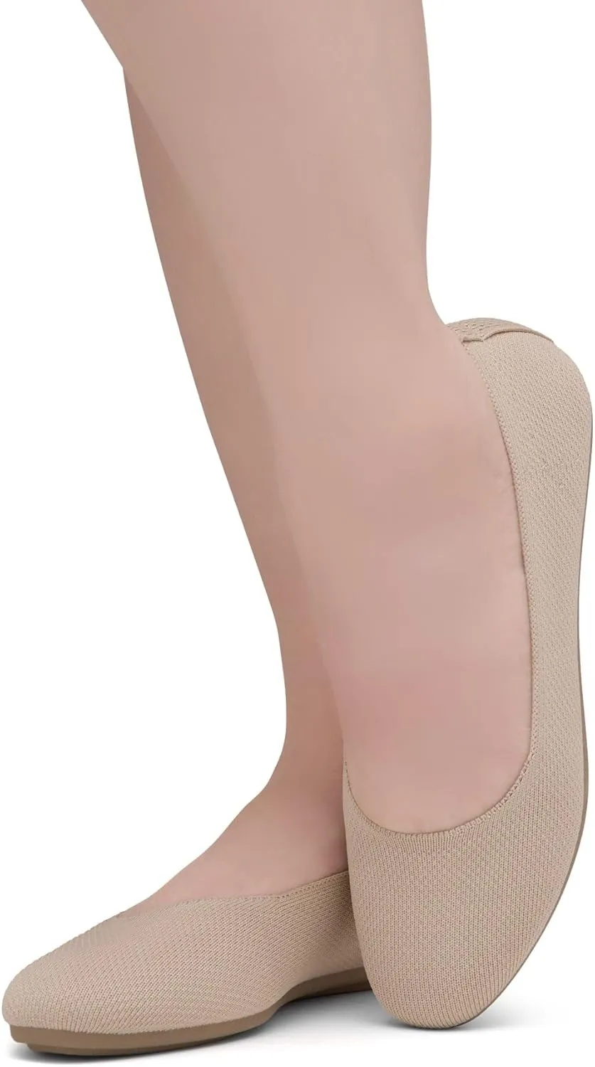Shoe Land SL-Memory Women’s Flats – Round Toe Dressy Ballet Flats, Foldable Slip-On Knit Flat Shoes with Memory Foam, Comfortable for Daily Wear, Work, Office, and Party