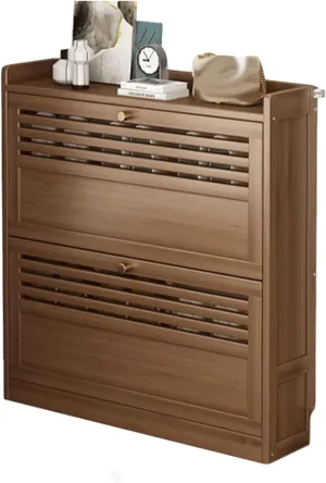 Shoe Storage Cabinet Slim Shoe Cabinet,Freestanding Shoe Rack,Storage Cabinet for Sneakers/Sandals/Slippers,Space-Saving Wooden Shoe Shelf Shoe Organizer,2,Layer
