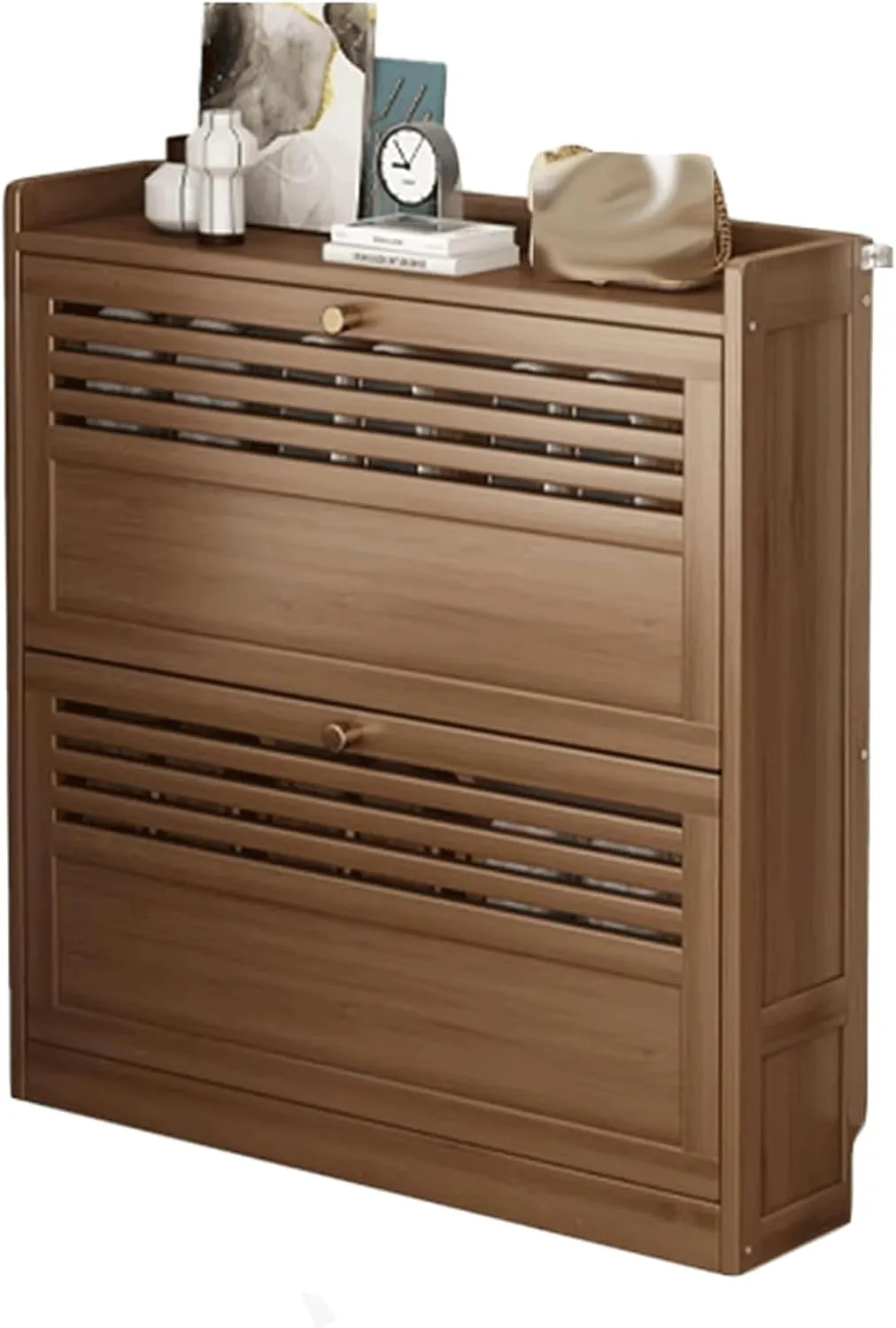 Shoe Storage Cabinet Slim Shoe Cabinet,Freestanding Shoe Rack,Storage Cabinet for Sneakers/Sandals/Slippers,Space-Saving Wooden Shoe Shelf Shoe Organizer,2,Layer