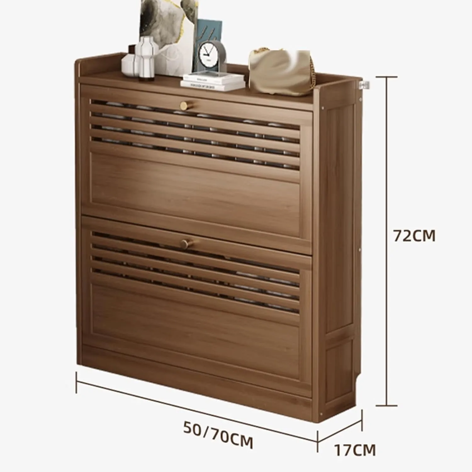 Shoe Storage Cabinet Slim Shoe Cabinet,Freestanding Shoe Rack,Storage Cabinet for Sneakers/Sandals/Slippers,Space-Saving Wooden Shoe Shelf Shoe Organizer,2,Layer