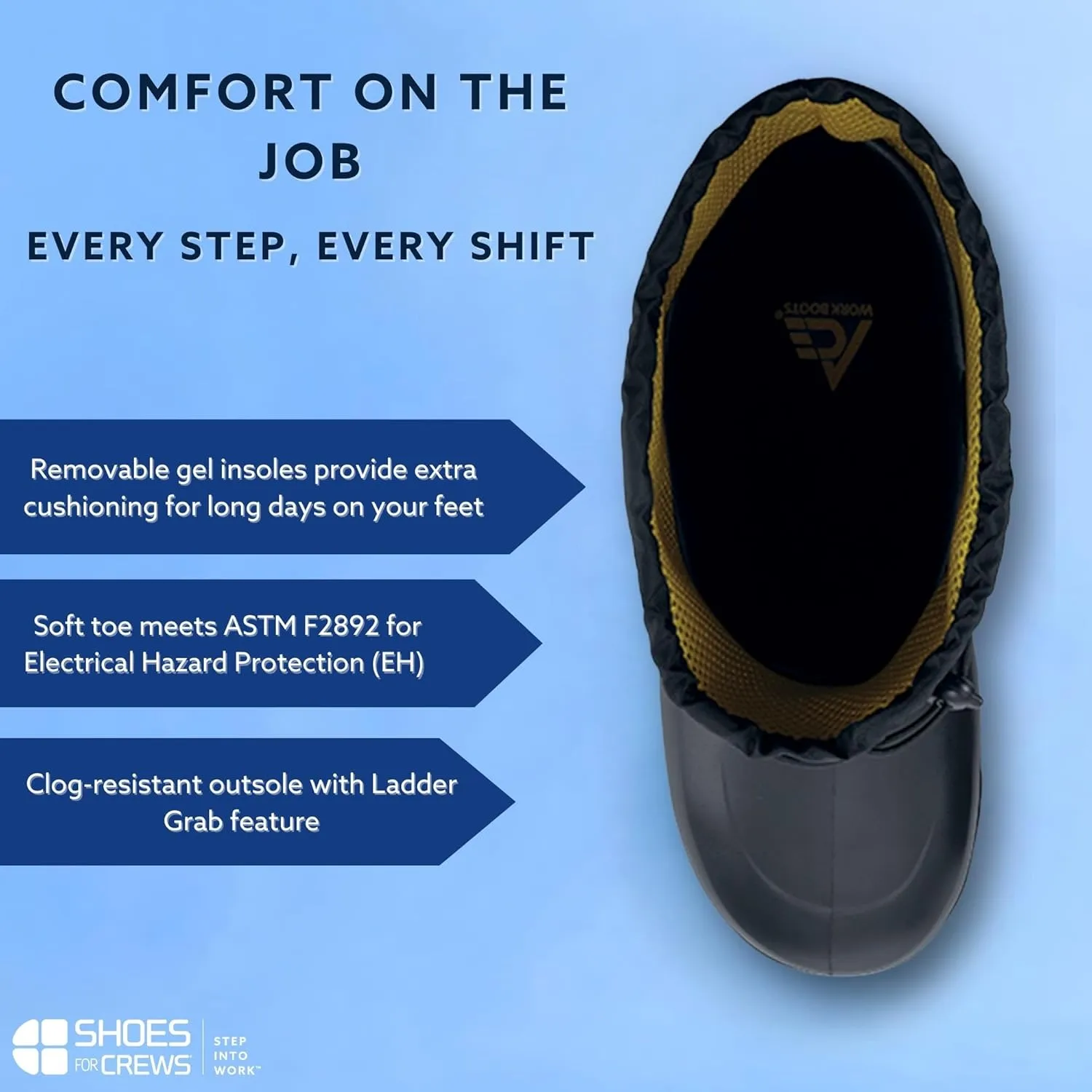 Shoes for Crews Bullfrog Elite, Work Boots Shoes for Men Women, Soft or Composite Toe, Botas De Trabajo, Work Safety Footwear, Slip & Water Resistant