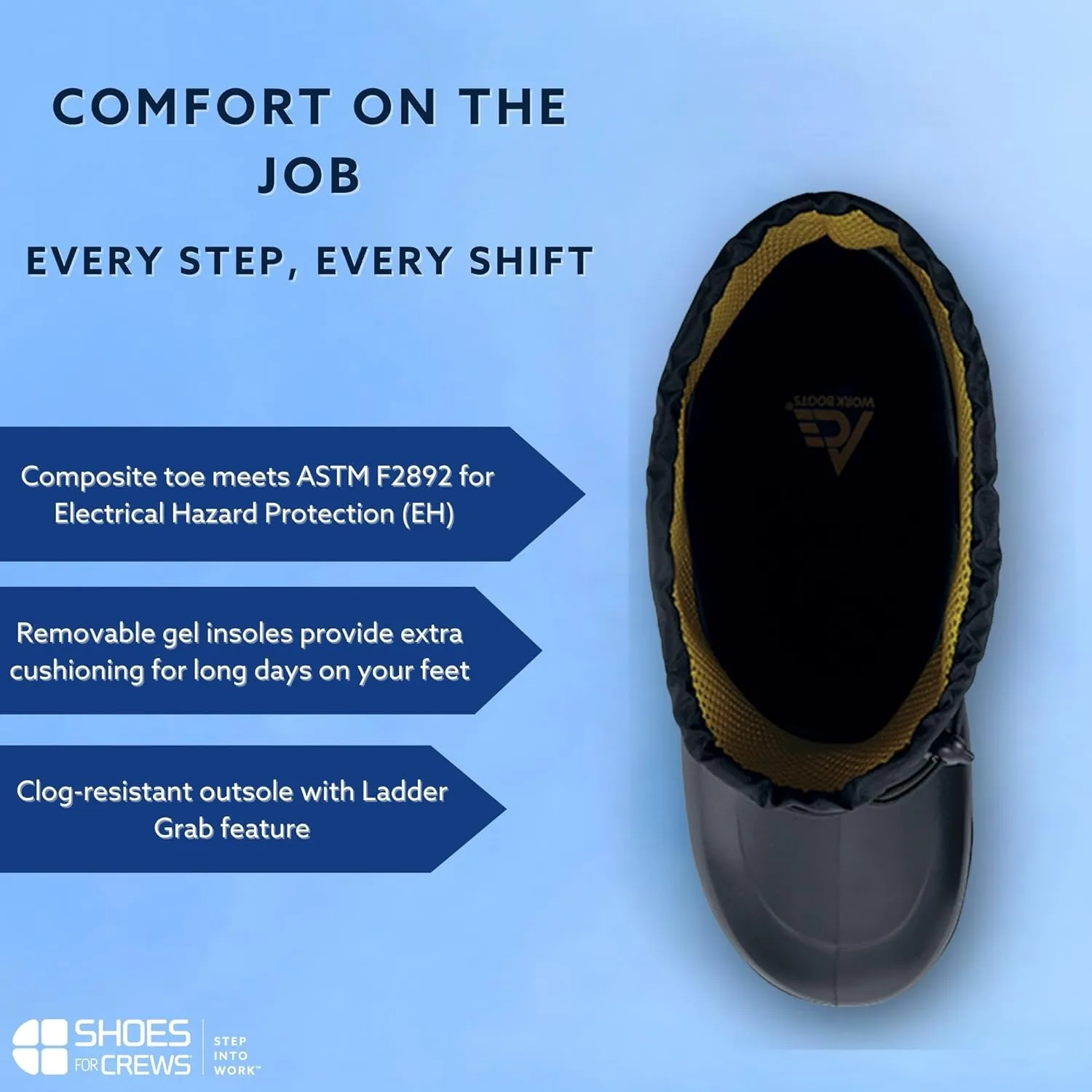 Shoes for Crews Bullfrog Elite, Work Boots Shoes for Men Women, Soft or Composite Toe, Botas De Trabajo, Work Safety Footwear, Slip & Water Resistant