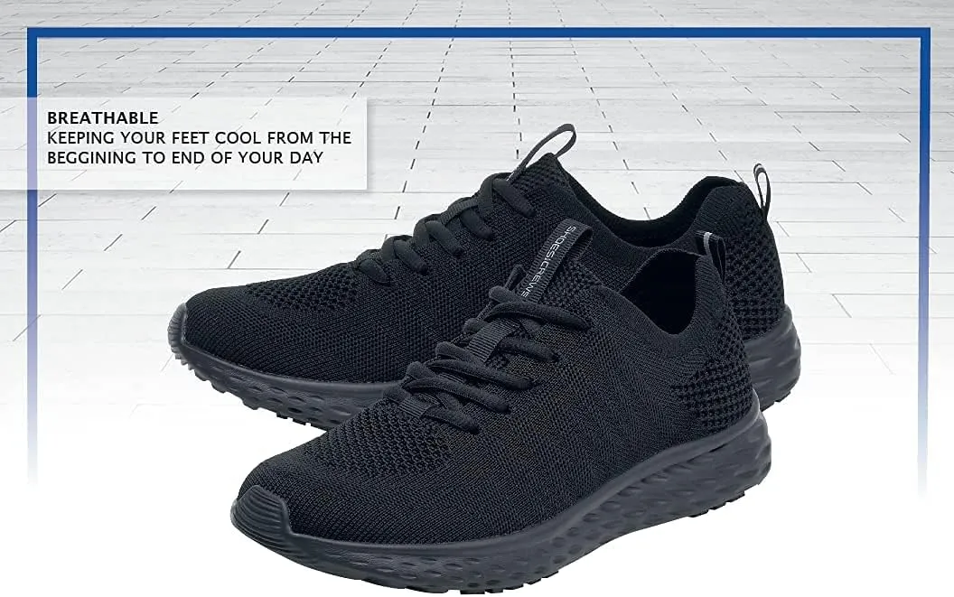 Shoes for Crews Non Slip Work Shoes for Men, Slip Resistant Food Service Sneakers, Safety Shoes for Men, Everlight Black