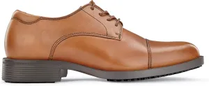 Shoes for Crews Senator, Men's Soft Toe Uniform Dress and Work Shoes, Slip Resistant, Water Resistant, Brown, Size 10.5