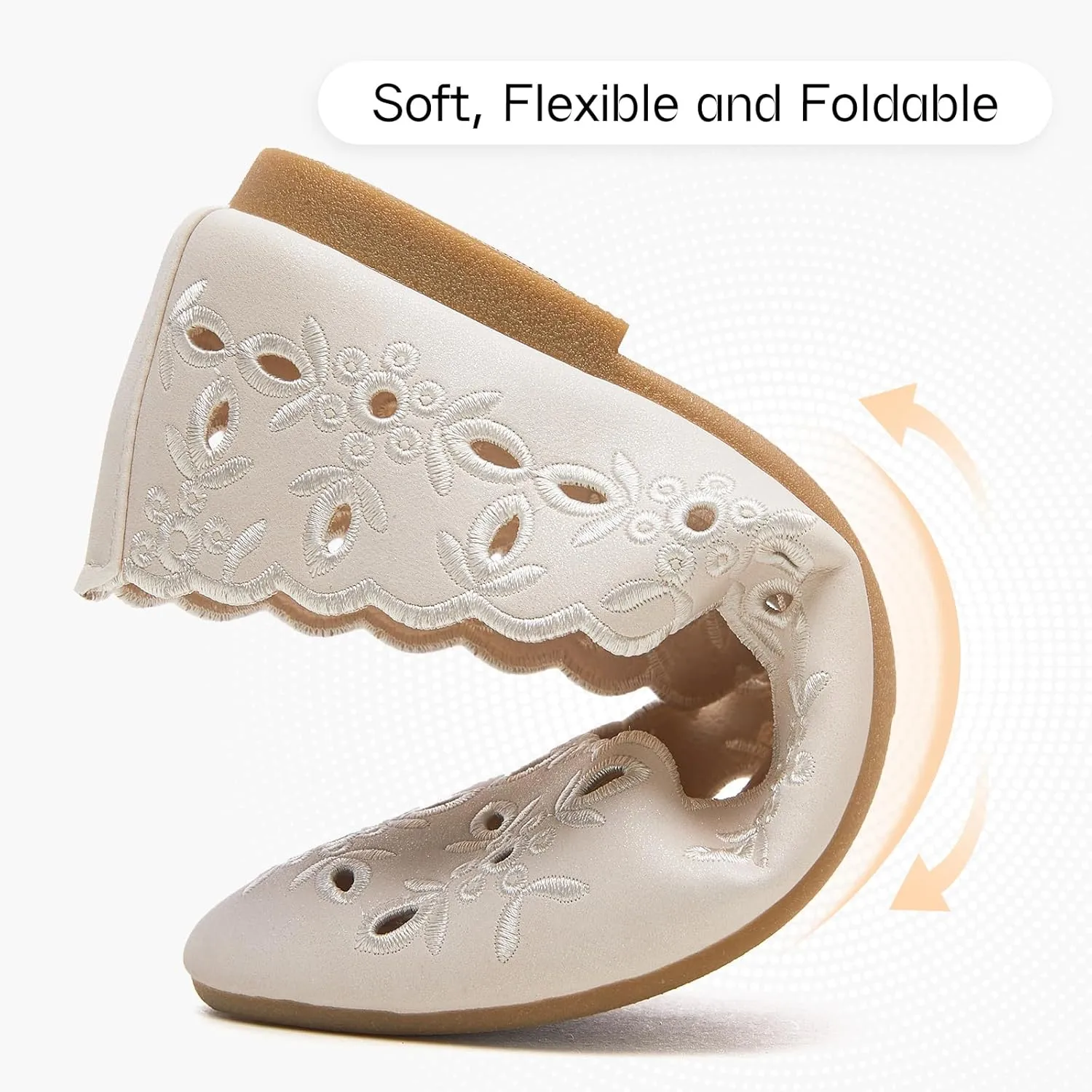 Shupua Women's Comfortable Dress Shoes Ballet Flats Slip On Shoes Black Flats Round Toe PU Leather Flats Summer with Floral Eyelets