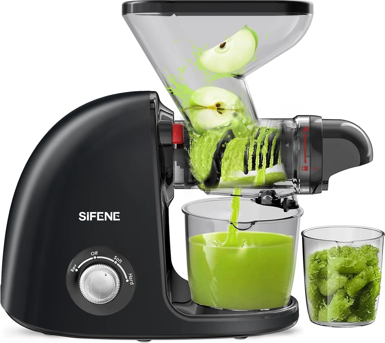 SiFENE Slow Masticating Cold Press Juicer Machines for Fruit Vegetable, Juice Yield Maker Extractor with Dual Mouth, Quiet Motor Anti Clog System (Black)