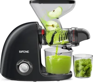 SiFENE Slow Masticating Cold Press Juicer Machines for Fruit Vegetable, Juice Yield Maker Extractor with Dual Mouth, Quiet Motor Anti Clog System (Black)