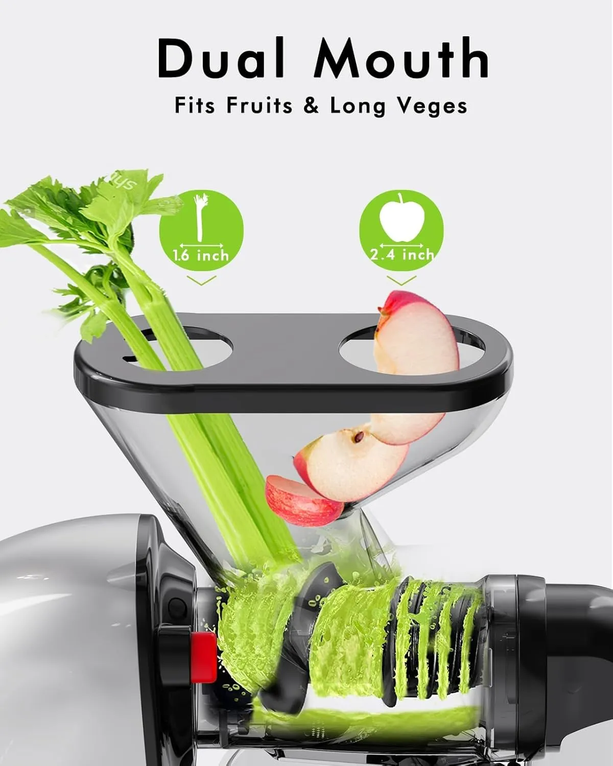 SiFENE Slow Masticating Cold Press Juicer Machines for Fruit Vegetable, Juice Yield Maker Extractor with Dual Mouth, Quiet Motor Anti-Clog System, Easy to Clean, Non-BPA (Gray)