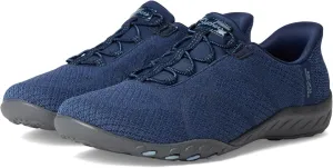 Skechers Modern Comfort Women's Women's Breathe Easy-Knitty Waves Hands Free Slip-Ins Sneaker, Navy, 6.5
