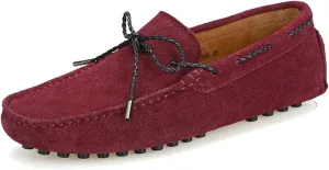 Slip-on Loafer for Men Flats Bow-Tie Suede Leather Dress Driving Moccasins Casual Boat Shoes