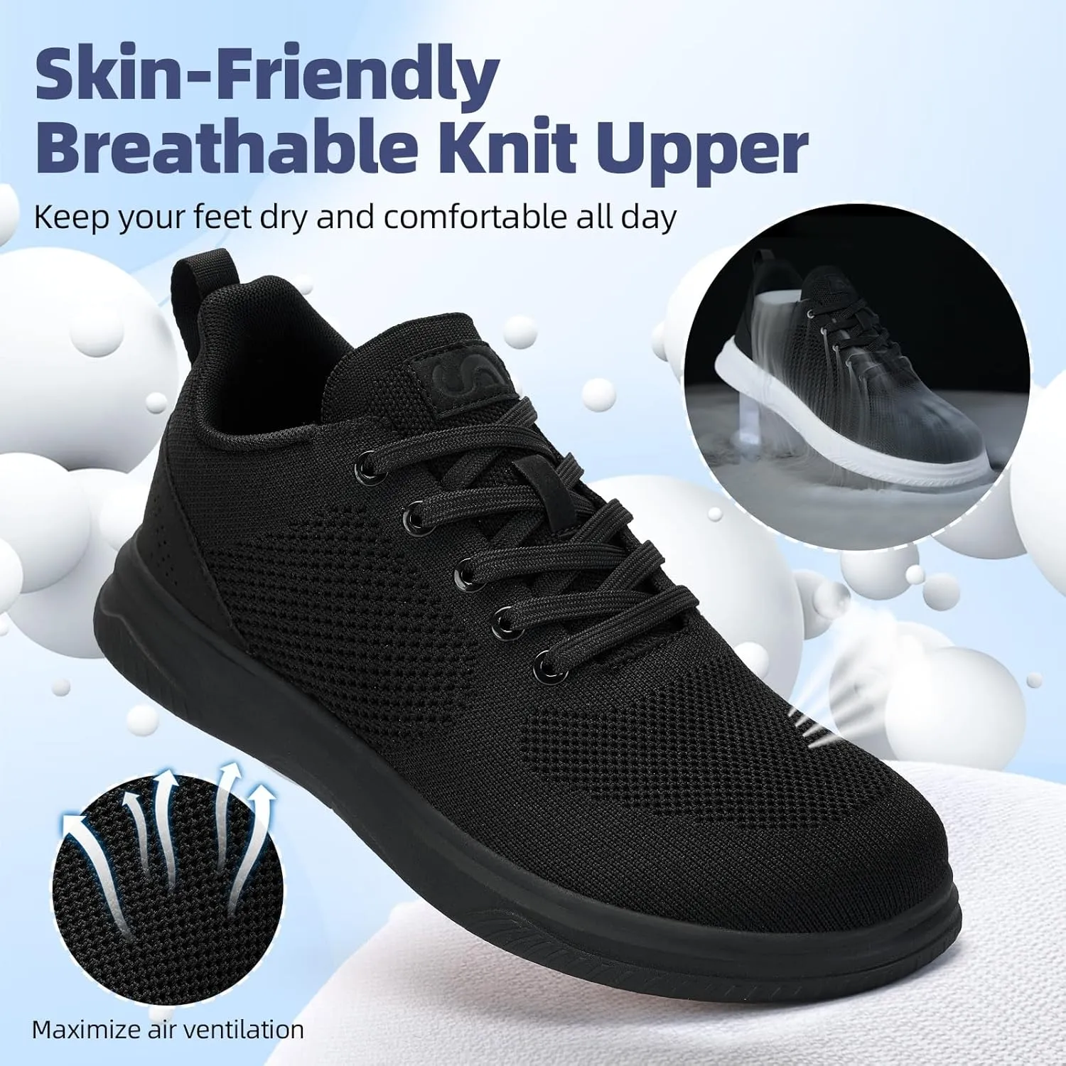 Slow Man Wide Toe Box Shoes for Men - Casual Dress Sneakers Comfortable Cushioned Business Office Non Slip Breathable Mesh Oxford Walking Shoe for Wide Feet