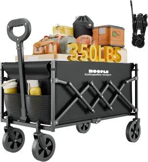 Small Collapsible Wagon Cart with Wheels Foldable, Lightweight Utility Wagon with Drink Holders, Heavy Duty Wagons Carts Foldable Camping Cart Upgrade Wheels for Beach Garden Grocery Shopping Camping