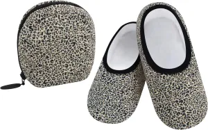 Snoozies Skinnies Womens Slipper Socks - Non-Slip Slippers with a Lightweight Sherpa Lining - Travel Slippers with Storage Pouch