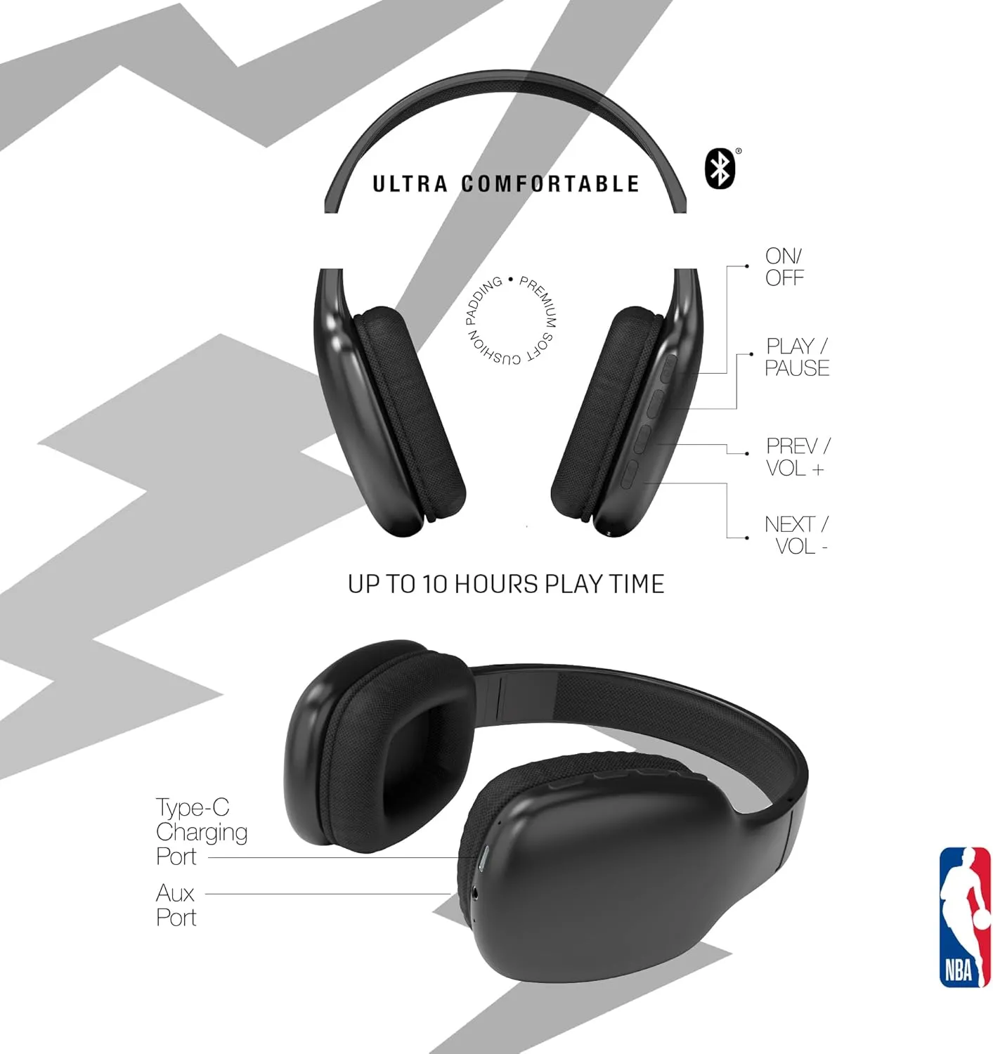 SOAR NBA Wireless Over The Ear Bluetooth Headphones