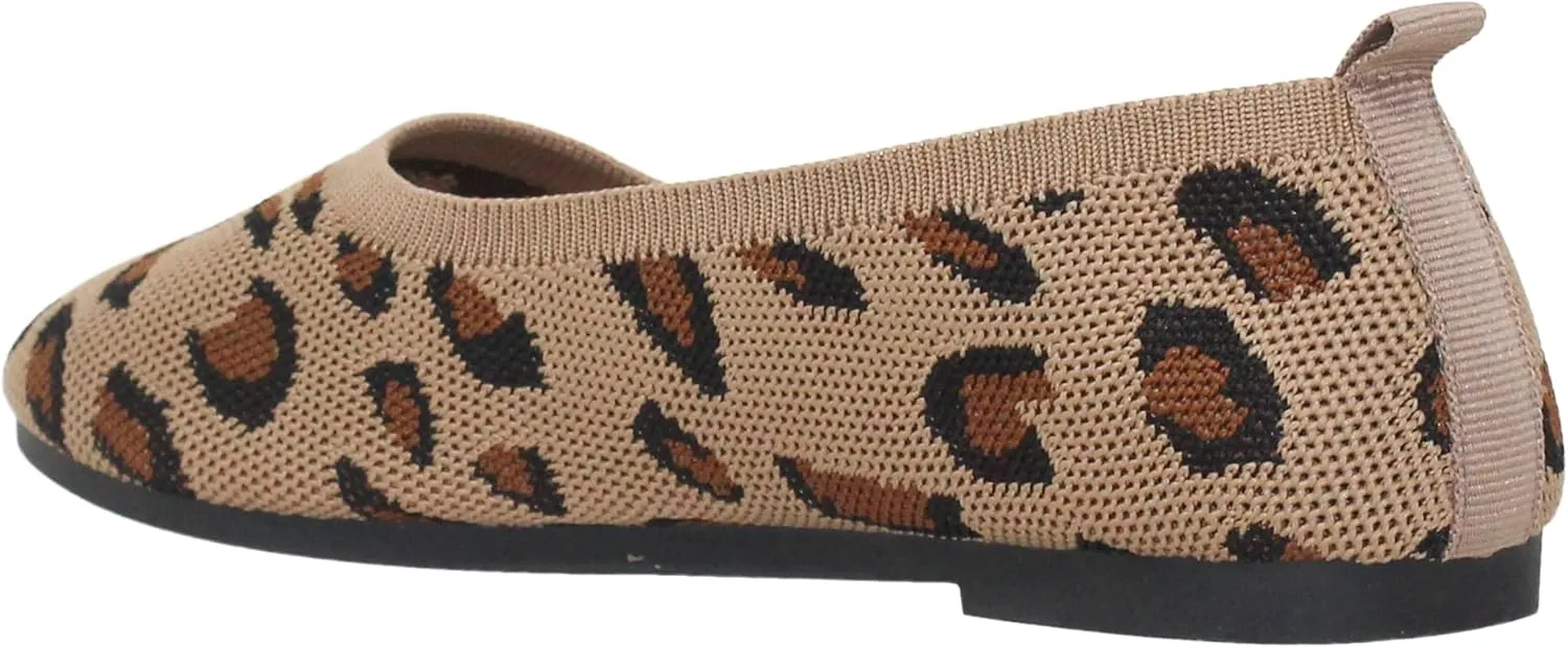 SOBEYO Ballet Flats Comfort Soft-Sole Breathable Sweater Fabric Lightweight Round Toe Shoes