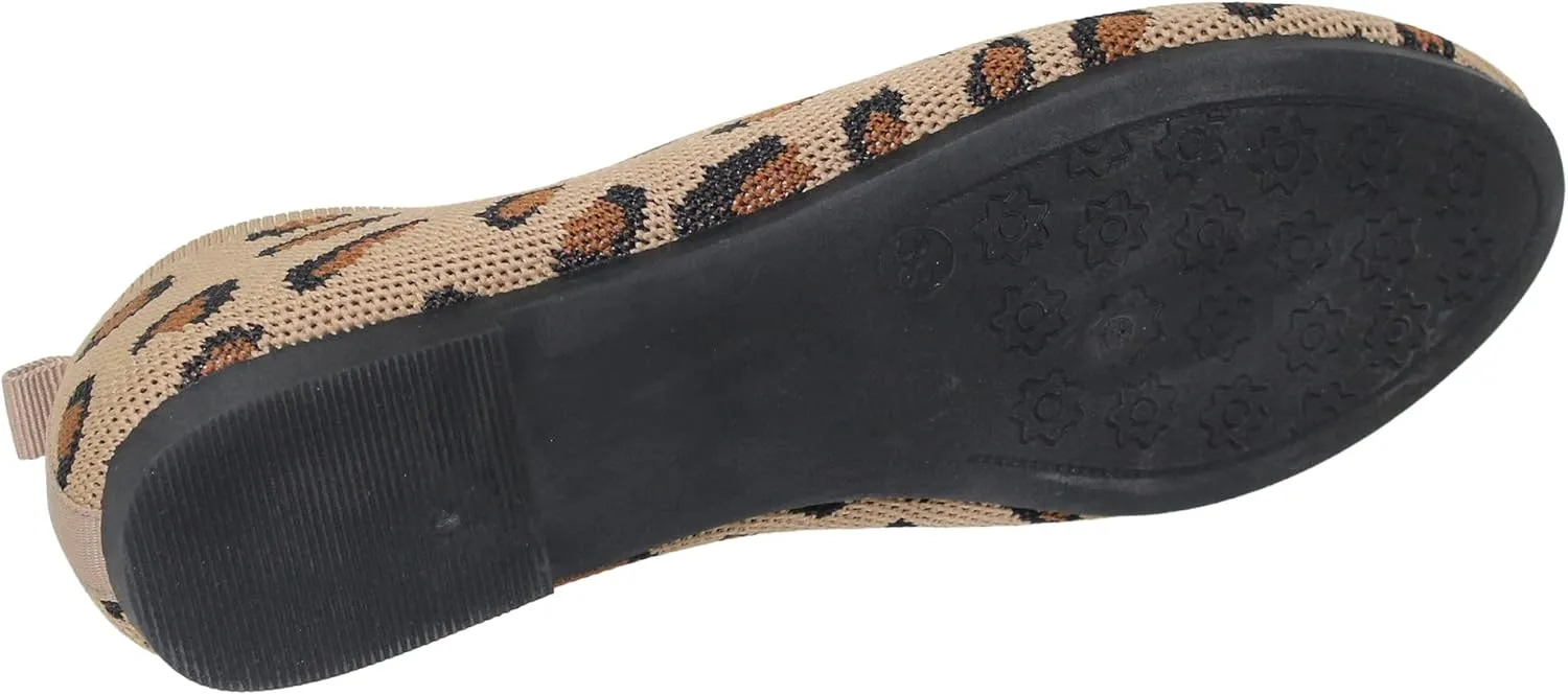 SOBEYO Ballet Flats Comfort Soft-Sole Breathable Sweater Fabric Lightweight Round Toe Shoes