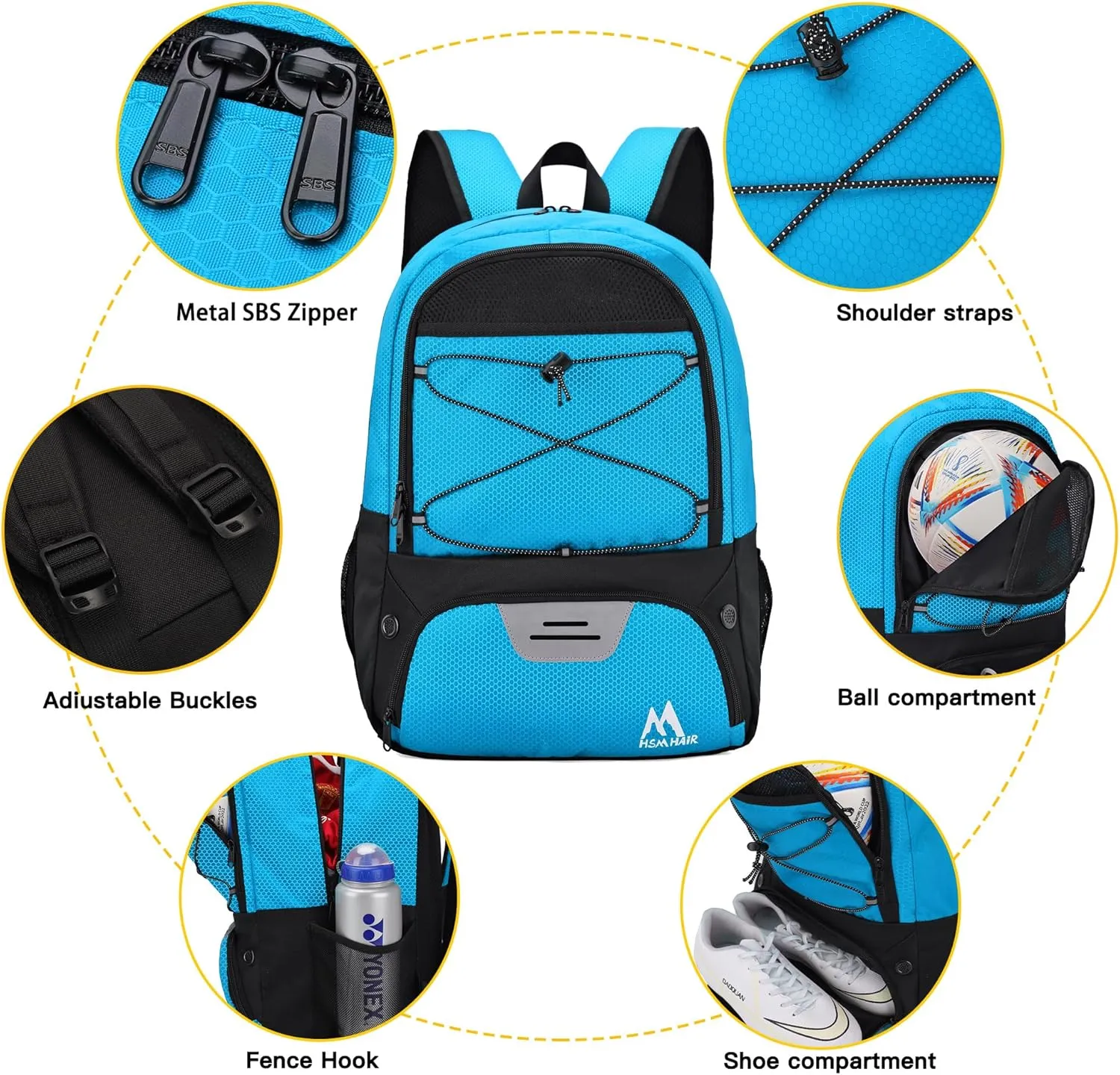 Soccer Bag-Soccer Backpack&Backpack for&Football Volleyball& Basketball,with Ball Compartment and Training Package