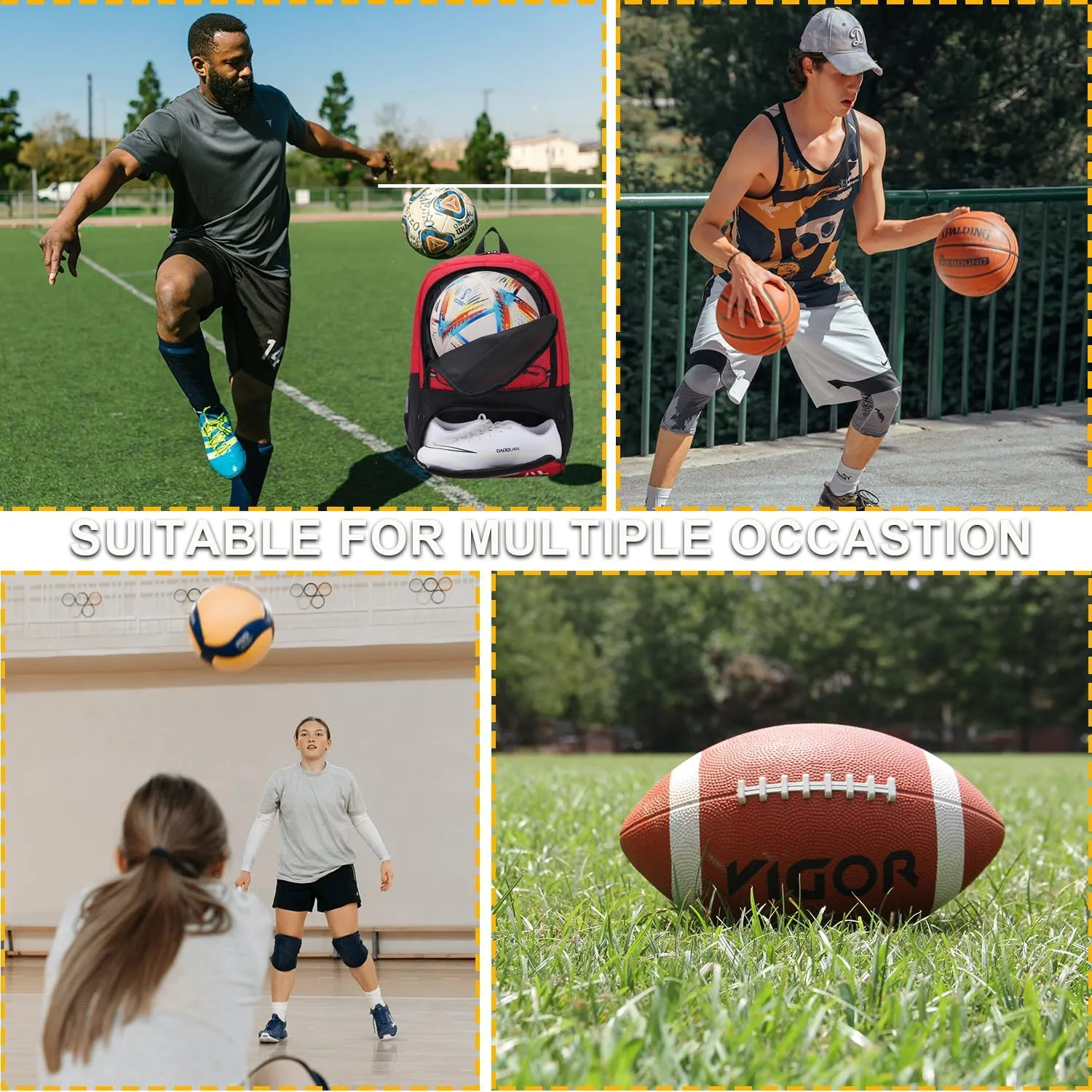 Soccer Bag-Soccer Backpack&Backpack for&Football Volleyball& Basketball,with Ball Compartment and Training Package