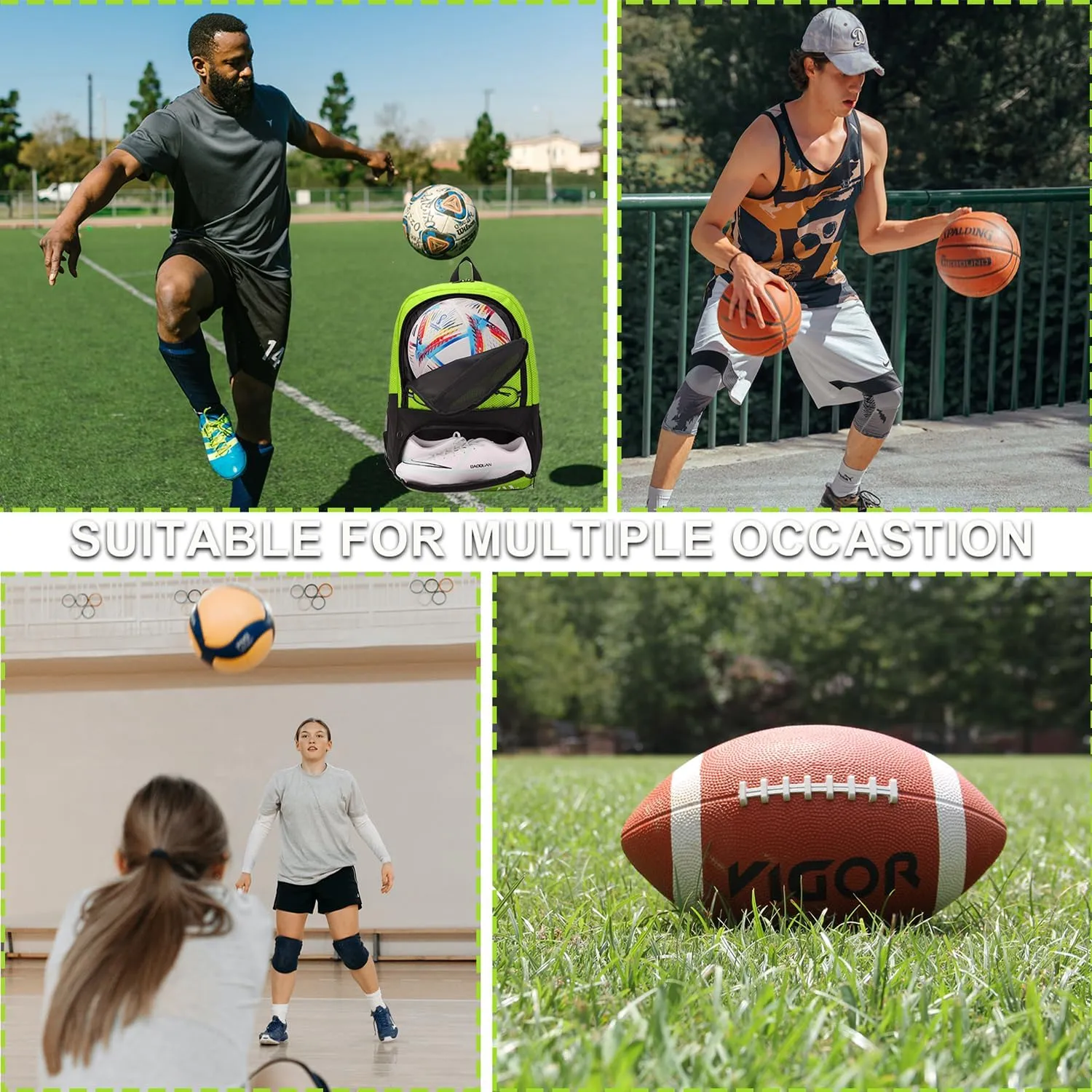 Soccer Bag-Soccer Backpack&Backpack for&Football Volleyball& Basketball,with Ball Compartment and Training Package